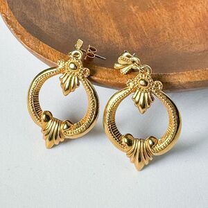 Vintage Gold Filigree Hoop Earrings Timeless Elegance Classic Glamour Retro